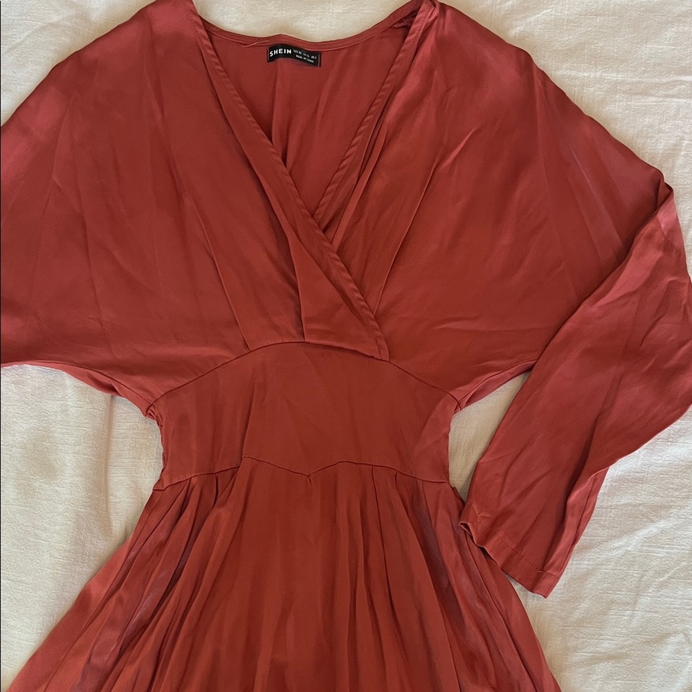 SHEIN Terracotta Long Sleeve Dress